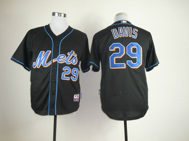 Men New York Mets 29 Davis Black MLB Jerseys